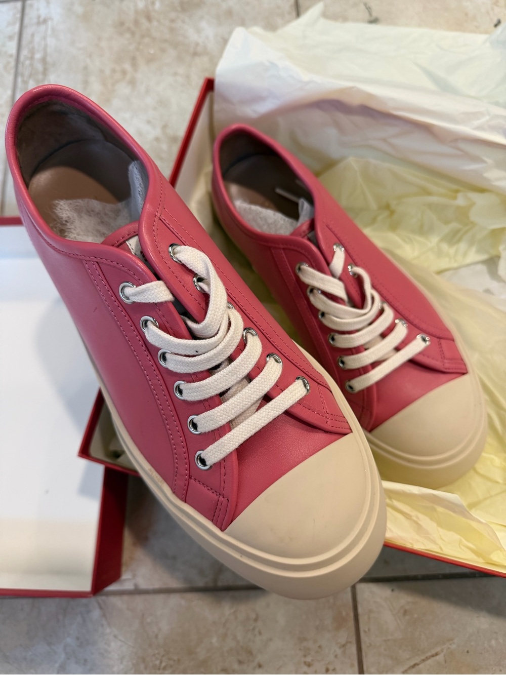 Marni Pablo Platform Leather Sneakers Pink EU 39 / US 9